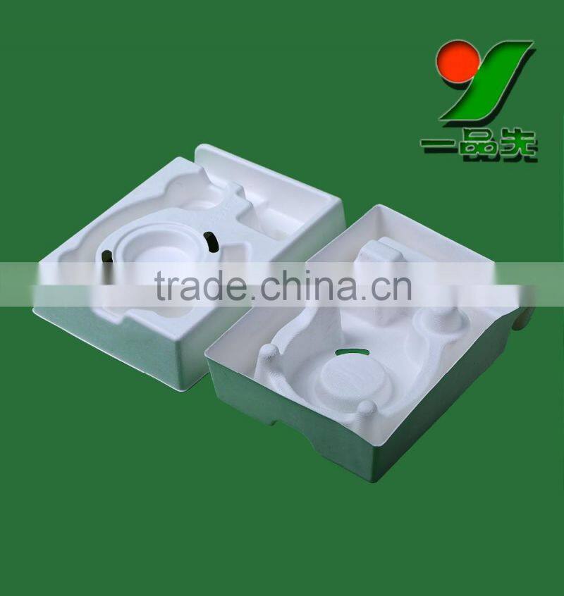 100% Biodegradable sugarcane molded paper pulp tray. Composable Earphone and Headphone Packaging Trays