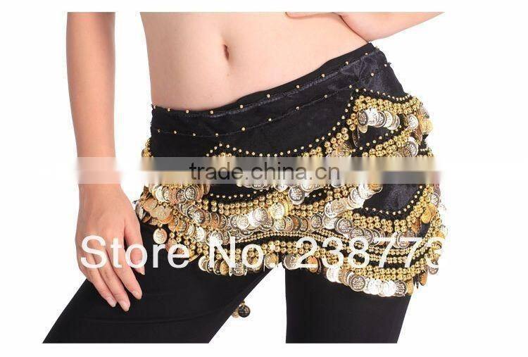 2016 New designs cheap belly dance sequin coin belts belly dancing costume hip scarf for women 13 colors available