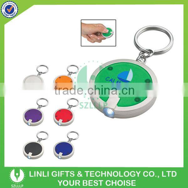 Plastic Round-Shape LED Flash Light Keychain