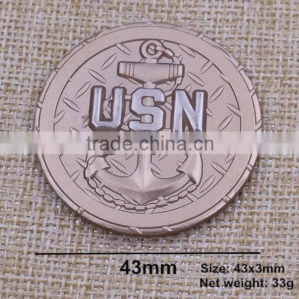Antique silver souvenir coin/3D challenge coin/ embossed coin for usn