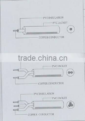 3.1 mm PVC insulation Two cores 12A VSF/HVSF flexible cord made in china
