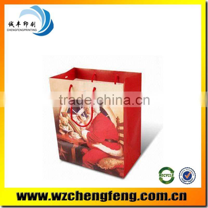 custom printed red paper package bag for Christmas
