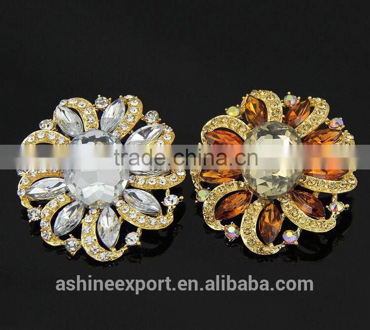 Hot sale noble Marquise bulk crystal sunflower rhinestone brooch/handmade rhinestone brooch