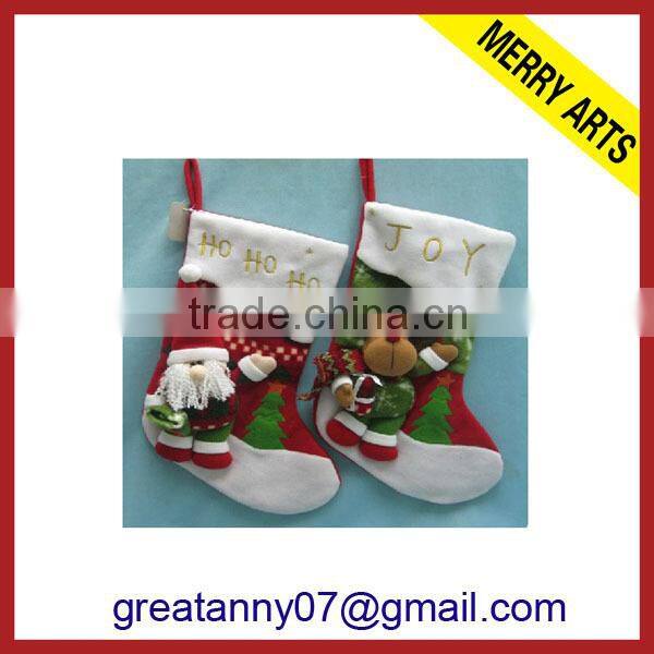 China factory new design christmas stocking design christmas plush stocking wholesale