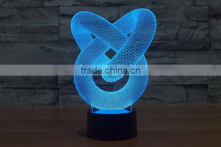 Mosunx Busines Night Light Optical 3D Chain Link Lighting Laser Cut Desk Lamp with USB port LED for children