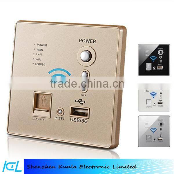 Factory Wallpad Gold Wall Embedded USB 3G WiFi Smart Socket WPS USB Wireless Wall Charger Socket