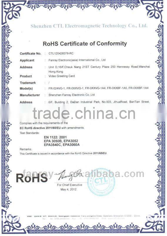 High quality 4.3 inch TFT color screen business video card video book video brochure with 1400mAh built-in battery