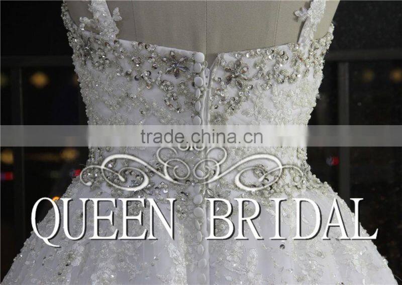 Ball Gown Spaghetti Strap Beaded Wedding Dress For Fat Woman