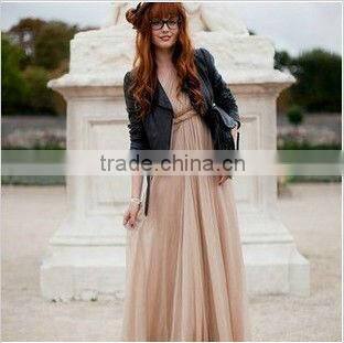 Inclined shoulder pressure fold long dress bridesmaid dress a little evening dressS02