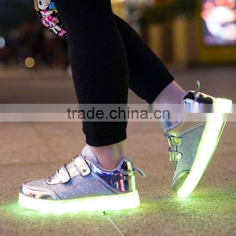 Hot selling led light kids sneaker shoes with USB charge breathable kids casual shoes