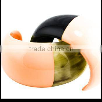 Eco-friendly blue lacquer and white water buffalo horn bracelets