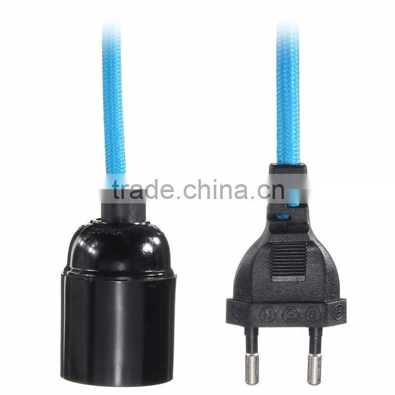 E26 E27 Fabric Cable Edison Pendant Lamp Retro Vintage Industrial Filament Light Bulb Holder Socket Base EU Plug