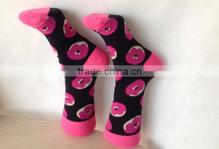 2016 Christmas Present Cotton Knitting School Girls Sweet Donut Jacquard Sock
