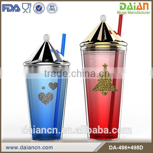 Personalized Plastic Double Wall Mugs Paper Insert
