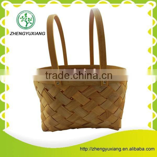 Handwoven shopping wood chip basket