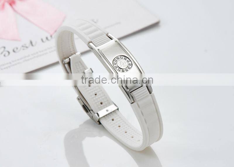 Noproblem D002 office lady fashion jewelry magnetic bead silicone silver girl bracelet