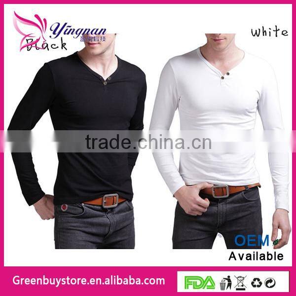 2014 New Arrived Mens Long Sleeve T Shirt Slim Fit , Fashion V Neck T Shirts For Men