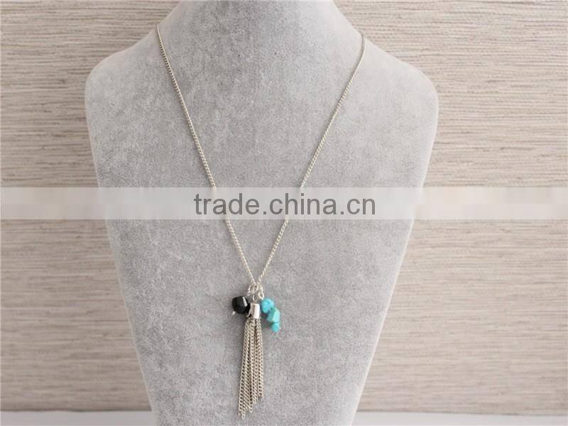 Free Shipping 18k stone Necklace wholesale, stone necklace jewelry with tassel