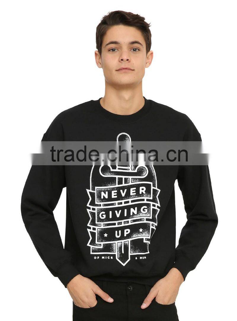 Daijun promotion causal silk-screen logo round neck black print custom men hoodies