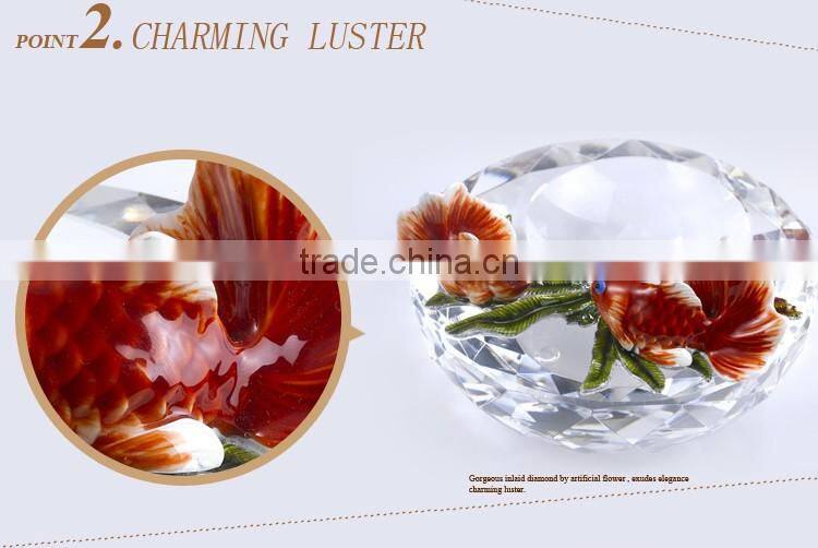 RORO Flourishing Luck craft home decorative crystal ashtray metal and pewter craft