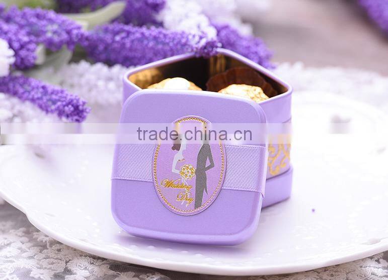 creative square purple paper Gift Box candy box chocolate box for wedding and children party