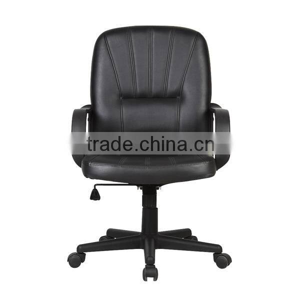HC-A043M black leather swivel office chair with arm