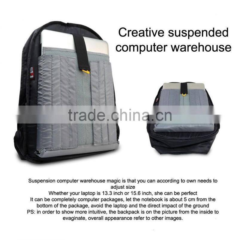 BUBM New arrived black custom nylon removable backpack laptop bags for 15inch