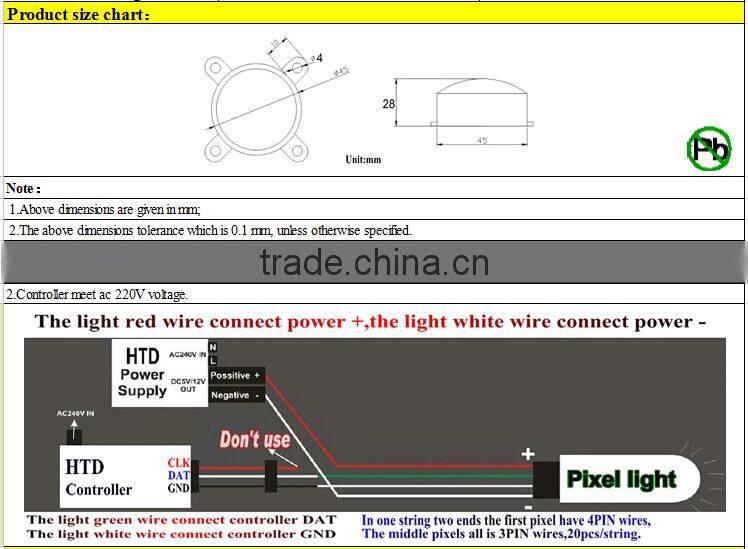 200mm high quality 36leds 9w 24v smd5050 rgb led point light