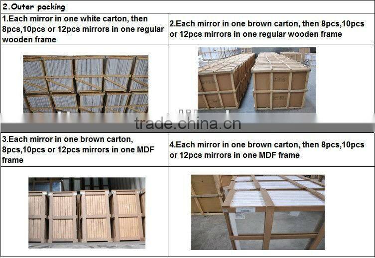 2013 hottest sales double shelf 2 frameless wall mounted mirrors craftwork artistic mirrors