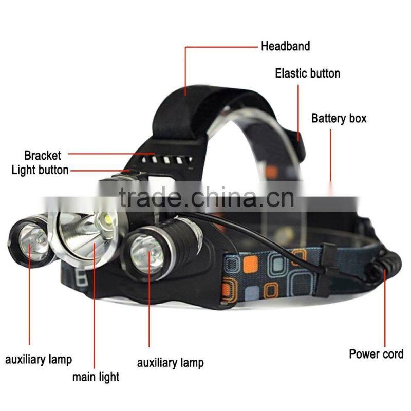 30W 5000 Lumens 3x XM-L T6 LED Head Torch / Headlamp Waterproof