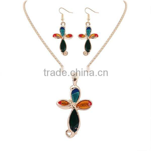 Fashion European Flower Jewelry Necklace And Earring Sets