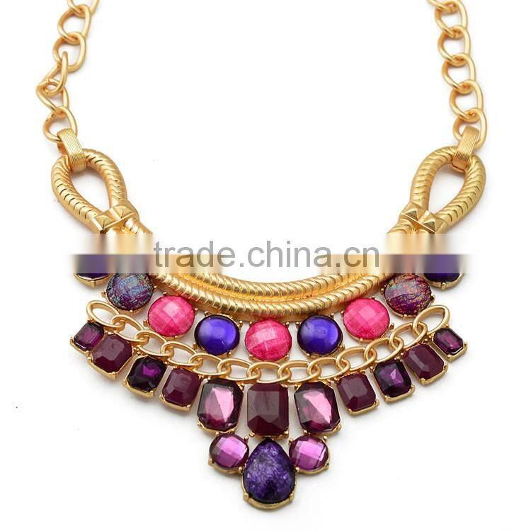 Wholesale Alloy sautoir collarbone chain resin necklaces