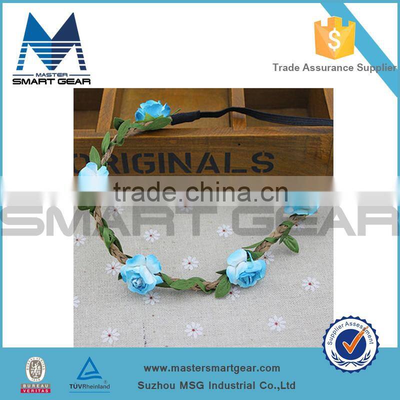 Girls Flower Fairy Bohemian Braid Wedding Beach Tiara Crown hair headband beige