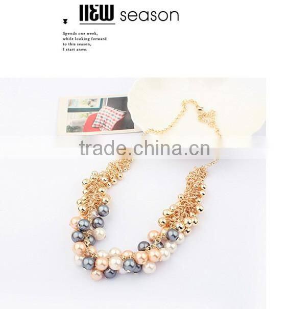 Black Grey Pearl Choker Collar Vintage Pendant Statement Necklace Women Necklaces & Pendants Fashion Necklaces for Women 2014