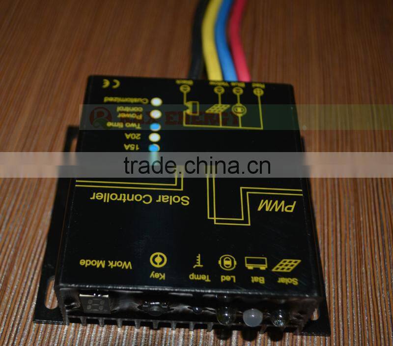 Waterproof solar controller for PV system, 10A/15A/20A solar charge controller, 12V/24V auto distinguish, LED display