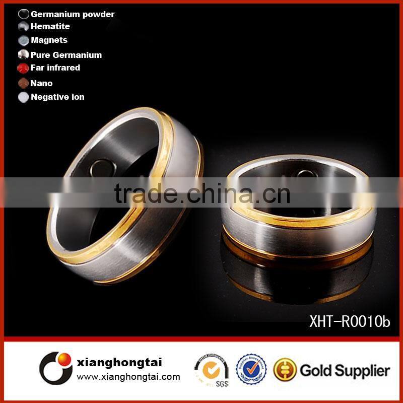 Original Bio Energy Stainless Steel wide gold rings