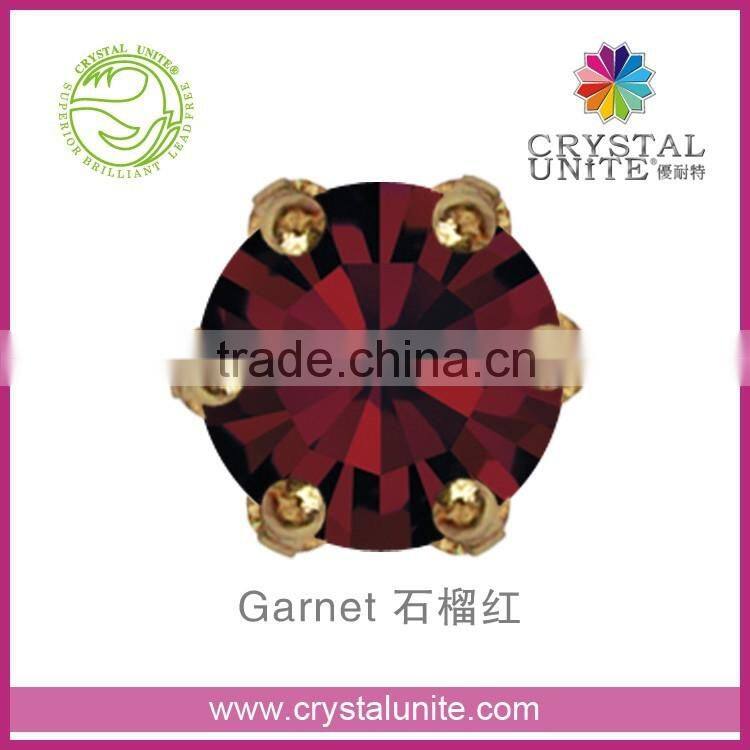 Crystal Unite Lead Free Chaton in Crown Setting, Garnet