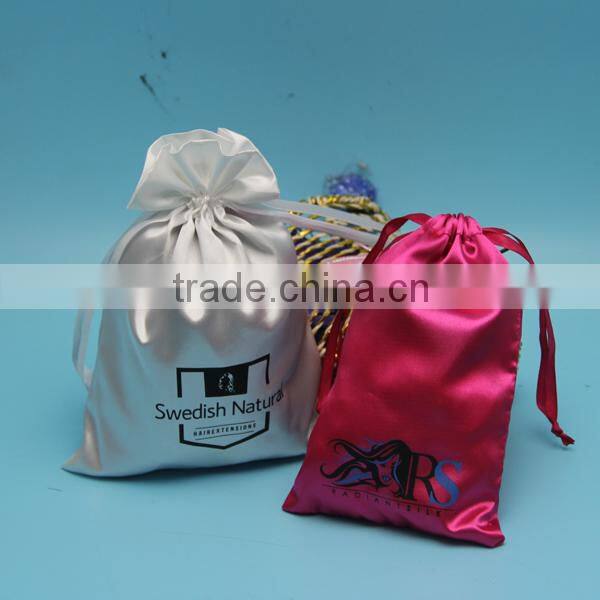 China luxury colorful satin hair bundles packing pouch