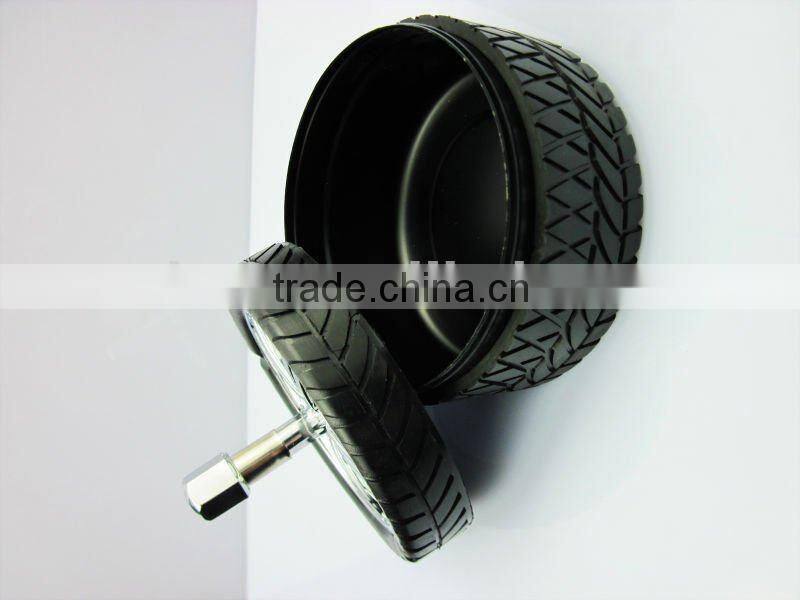 Table Round Metal Ashtray, Wheel Ashtray With Spin Lid