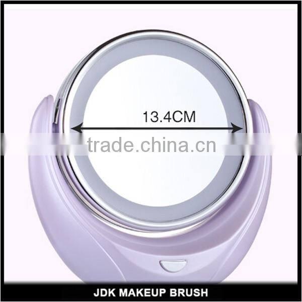 LED makeup mirror ,5 times magnifying double side cosmetic mirror with touch screen switch