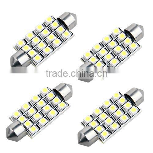 4 42mm 16 SMD LED White Car Dome Festoon Interior Light Bulb