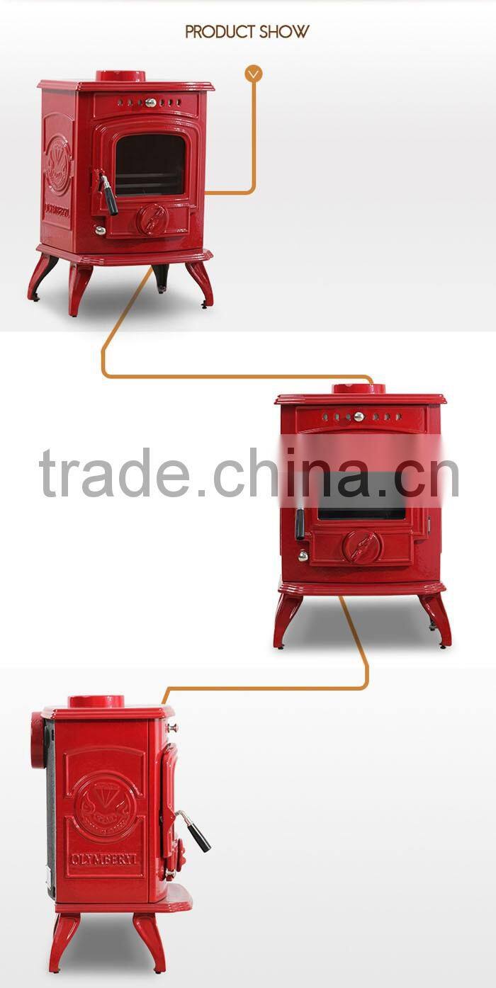 Enamel Wood Stoves style Wood Burning Stove with red colour