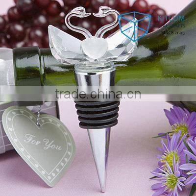 crystal kissing swan wedding favor bottle stopper