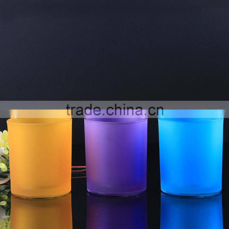 Latest hot selling Exporting carton Manufacturer colored candle jars glass