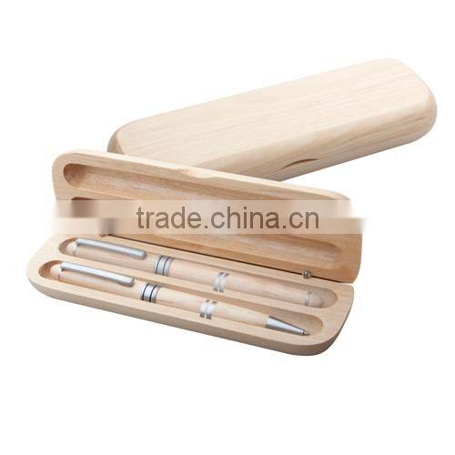 Hot selling wooden pen set with ballpoint pen and roller pen in gift box