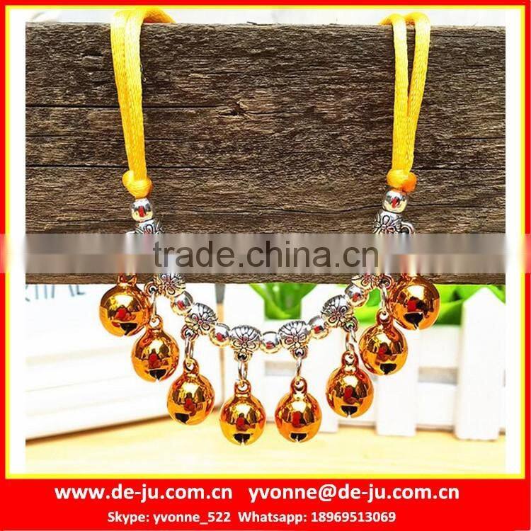 Black Rope Silver Bells Pearl Collar