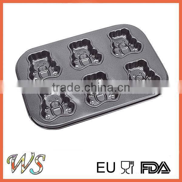 6 Cups Bear Shape Carbon Steel Muffin Cup