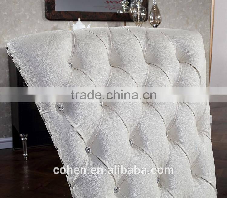 Modern top grain leather dinning room chair furniture stainless steel dinning chair