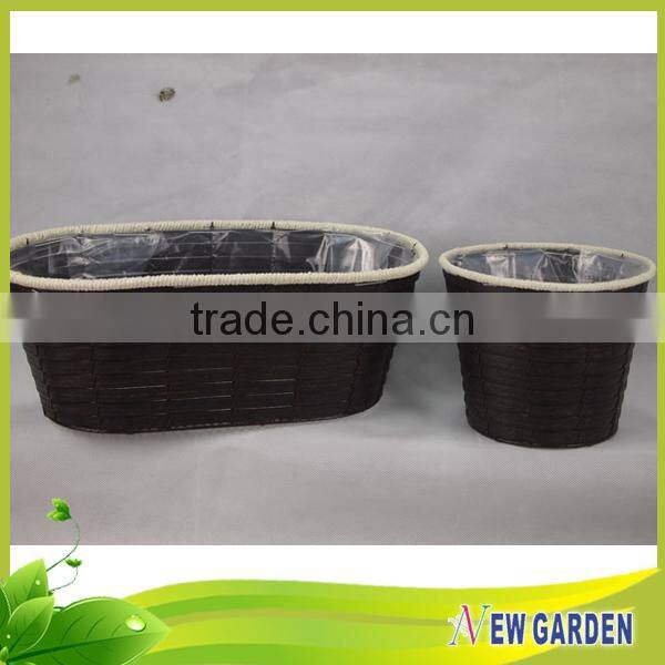 Customized Garden Smart Woven Rattan Planter With Plastic Flower Pot Liners