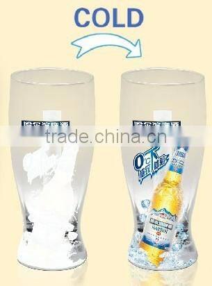 food grade clear glass cup beer with cold color changing design